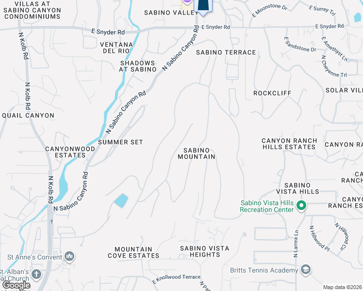 map of restaurants, bars, coffee shops, grocery stores, and more near 4325 North Sunset Cliff Drive in Tucson