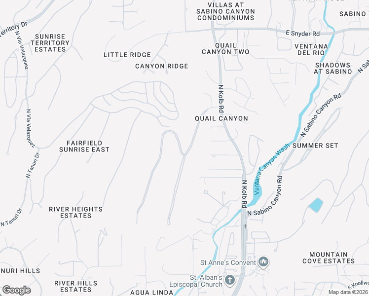 map of restaurants, bars, coffee shops, grocery stores, and more near 4340 North Painted Quail Drive in Tucson