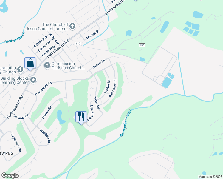 map of restaurants, bars, coffee shops, grocery stores, and more near 420 Plantation Place in Rincon
