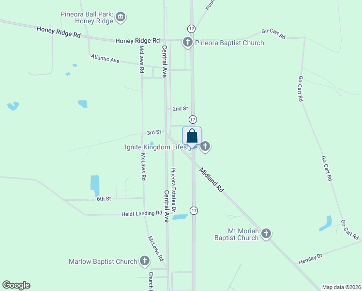 map of restaurants, bars, coffee shops, grocery stores, and more near 1720 Georgia 17 in Guyton