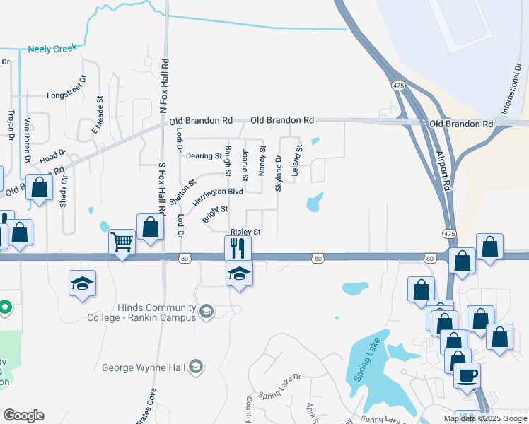 map of restaurants, bars, coffee shops, grocery stores, and more near 312 Saint Joe Boulevard in Pearl