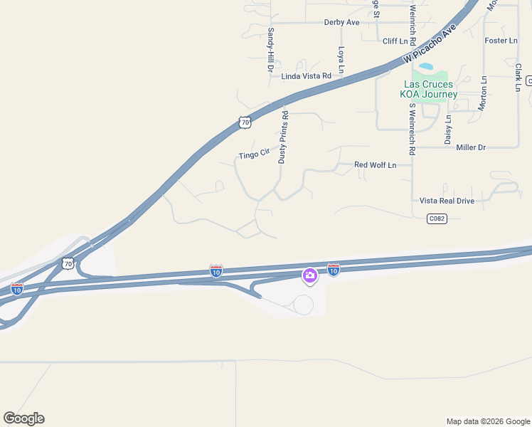 map of restaurants, bars, coffee shops, grocery stores, and more near 5944 Dusty Prints Road in Las Cruces