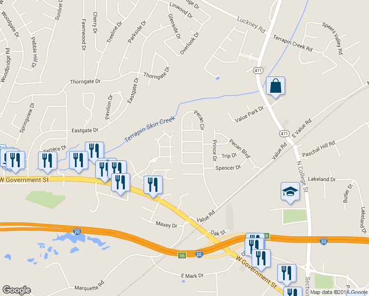 map of restaurants, bars, coffee shops, grocery stores, and more near 208 Post Oak St in Brandon