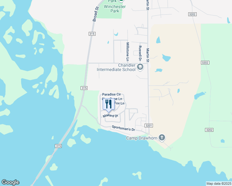 map of restaurants, bars, coffee shops, grocery stores, and more near 10428 Paradise Circle in Chandler