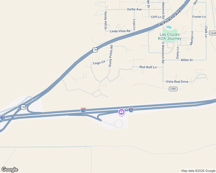 map of restaurants, bars, coffee shops, grocery stores, and more near 5944 Dusty Prints Road in Las Cruces