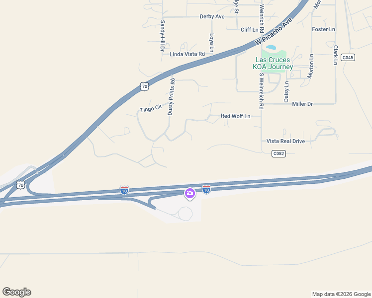 map of restaurants, bars, coffee shops, grocery stores, and more near 510 Larkspur in Las Cruces