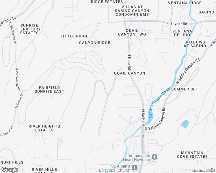 map of restaurants, bars, coffee shops, grocery stores, and more near 4340 North Painted Quail Drive in Tucson