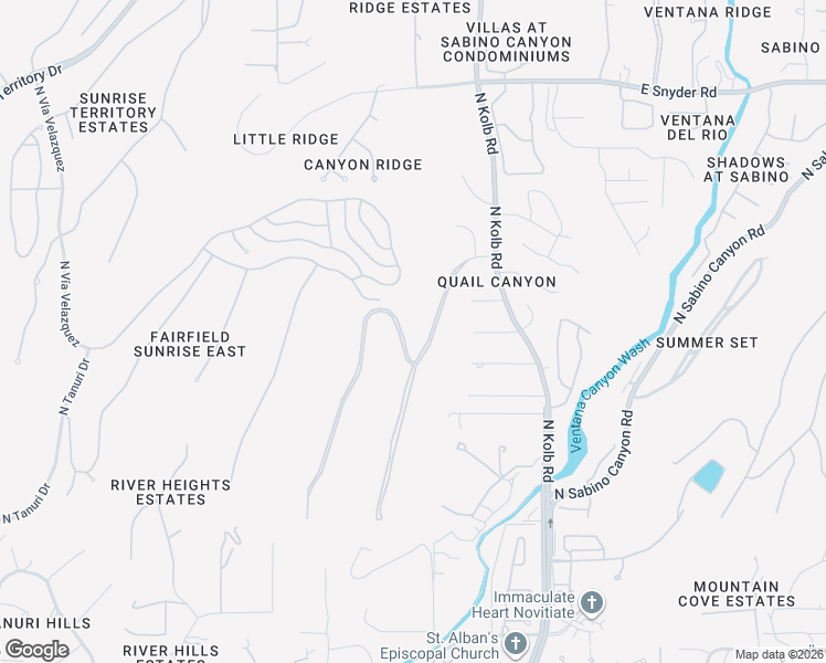 map of restaurants, bars, coffee shops, grocery stores, and more near 4340 North Painted Quail Drive in Tucson