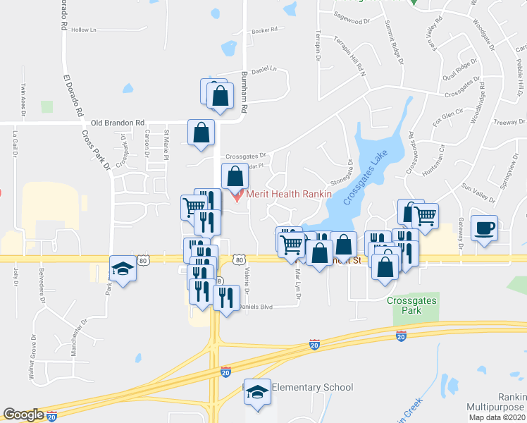 map of restaurants, bars, coffee shops, grocery stores, and more near 34 Timber Ridge Drive in Brandon