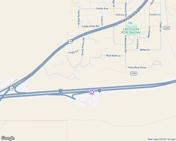 map of restaurants, bars, coffee shops, grocery stores, and more near 510 Larkspur in Las Cruces
