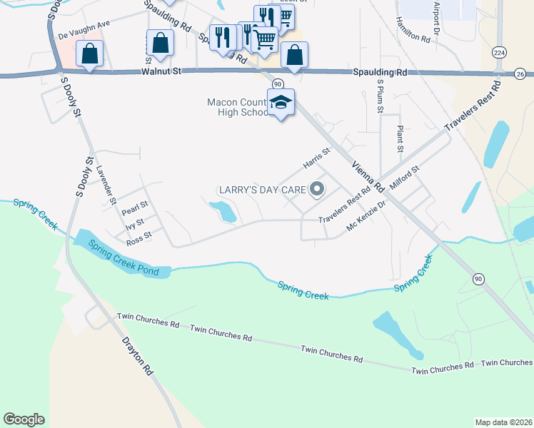 map of restaurants, bars, coffee shops, grocery stores, and more near 704 Whisper Wood Court in Montezuma