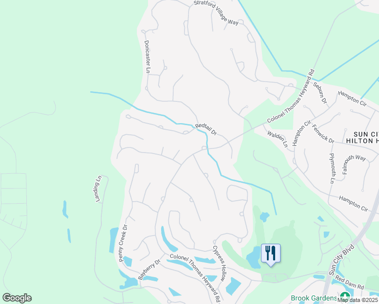 map of restaurants, bars, coffee shops, grocery stores, and more near 8 Maple Court in Bluffton