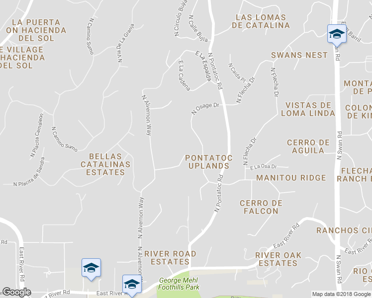 map of restaurants, bars, coffee shops, grocery stores, and more near 4060 East Camino de la Bajada in Tucson