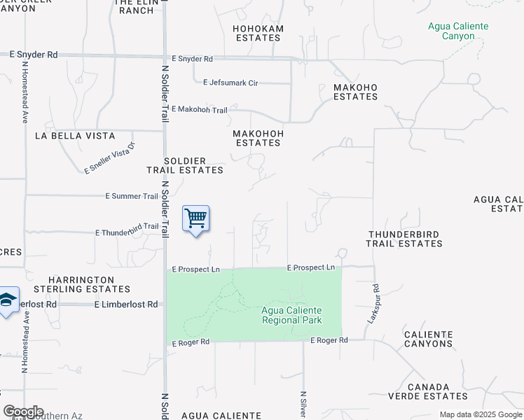 map of restaurants, bars, coffee shops, grocery stores, and more near 4192 North Soldier Trail in Tucson