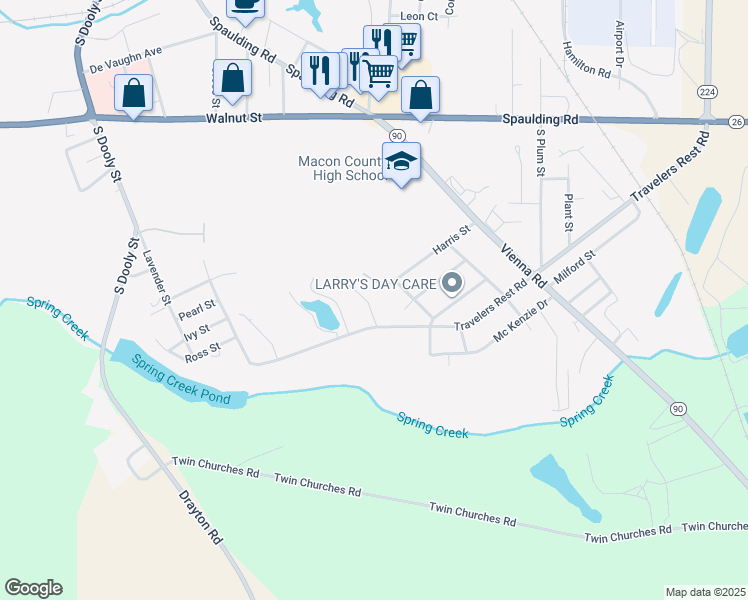 map of restaurants, bars, coffee shops, grocery stores, and more near 704 Whisper Wood Court in Montezuma