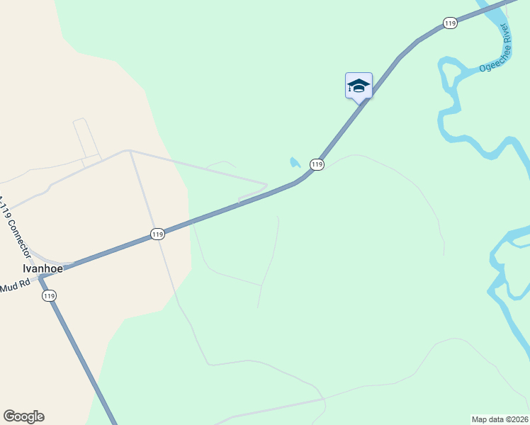 map of restaurants, bars, coffee shops, grocery stores, and more near 5199 Highway 119 in Guyton