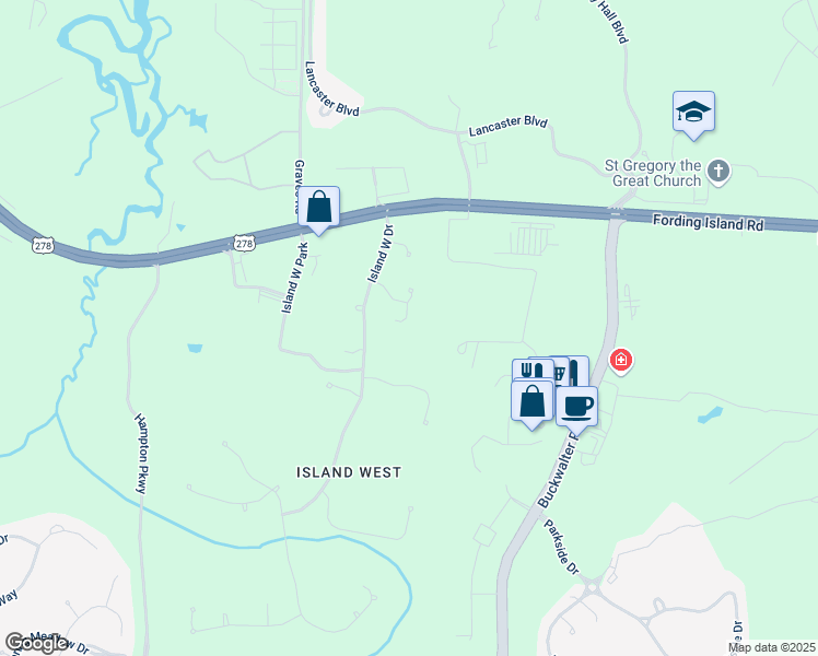 map of restaurants, bars, coffee shops, grocery stores, and more near 24 Daniels Island Way in Bluffton
