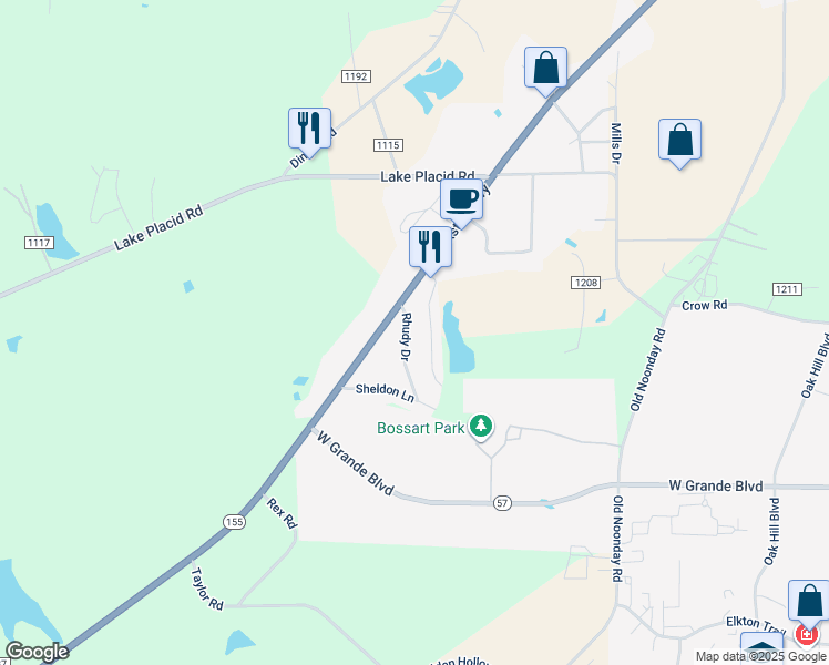 map of restaurants, bars, coffee shops, grocery stores, and more near 13365 Rhudy Drive in Tyler