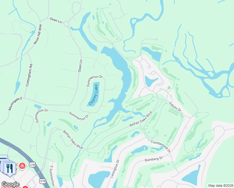 map of restaurants, bars, coffee shops, grocery stores, and more near 6 Cooper Court in Bluffton