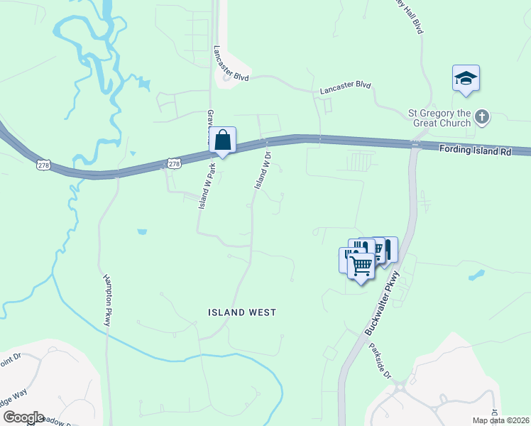 map of restaurants, bars, coffee shops, grocery stores, and more near 33 Daniels Island Way in Bluffton