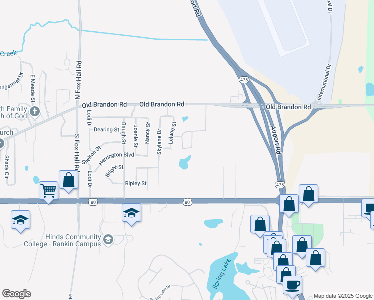map of restaurants, bars, coffee shops, grocery stores, and more near 24 Pearlwood Drive in Pearl