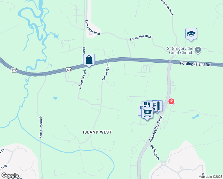 map of restaurants, bars, coffee shops, grocery stores, and more near 24 Daniels Island Way in Bluffton