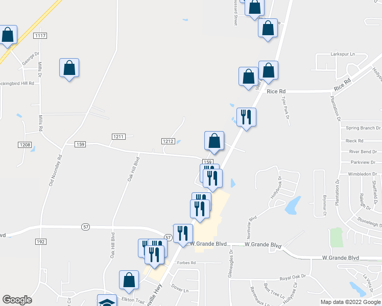 map of restaurants, bars, coffee shops, grocery stores, and more near 2801-2943 Crow Road in Tyler