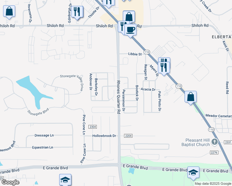map of restaurants, bars, coffee shops, grocery stores, and more near 5714 Gloucester Drive in Tyler