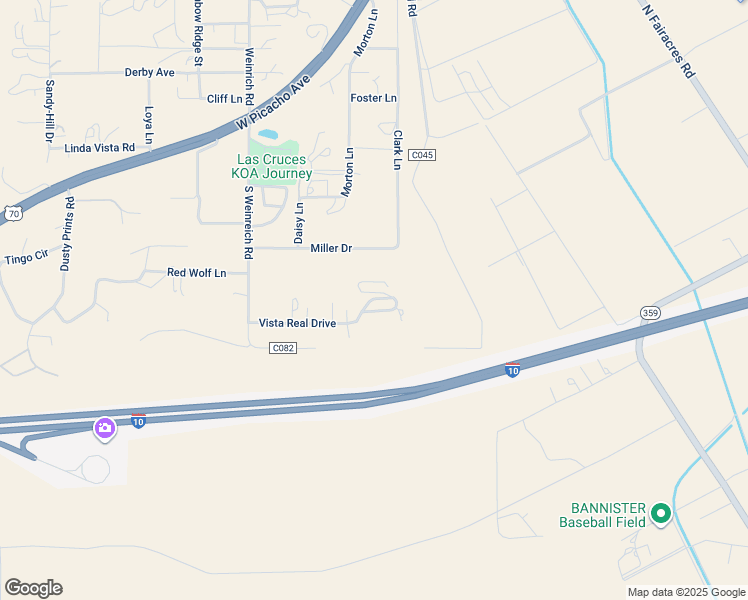 map of restaurants, bars, coffee shops, grocery stores, and more near 16 Vis Real Drive Trailer in Las Cruces