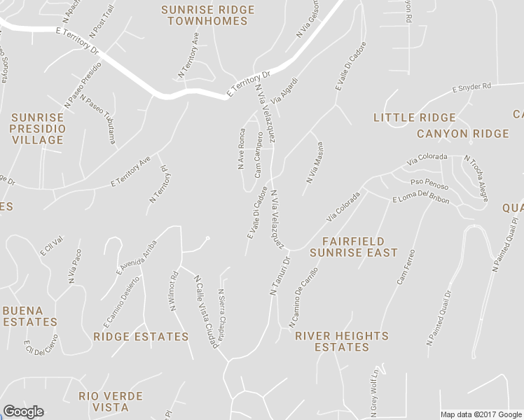 map of restaurants, bars, coffee shops, grocery stores, and more near 6370 East Valle Di Cadore in Tucson