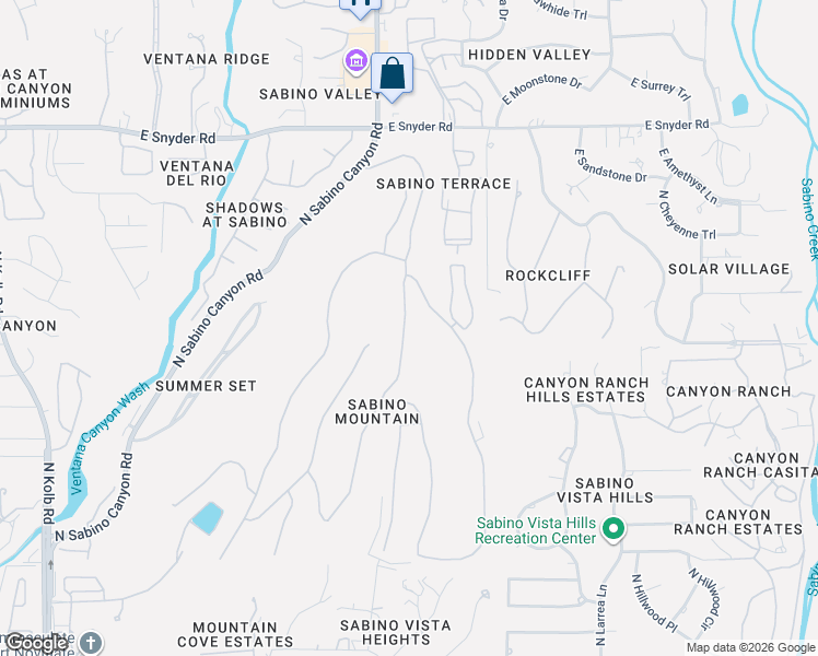 map of restaurants, bars, coffee shops, grocery stores, and more near 4438 North Sabino Mountain Drive in Tucson