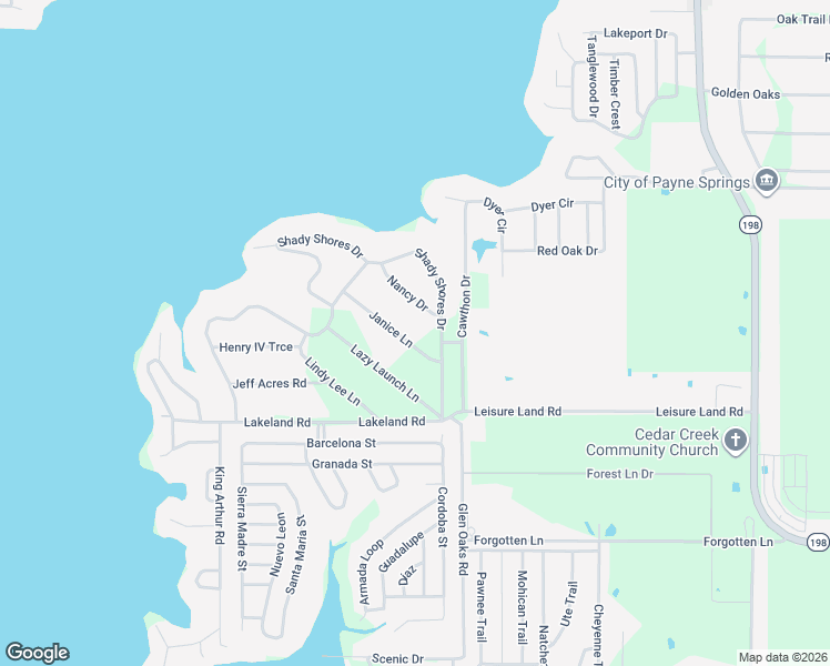 map of restaurants, bars, coffee shops, grocery stores, and more near 102 Janice Lane in Mabank