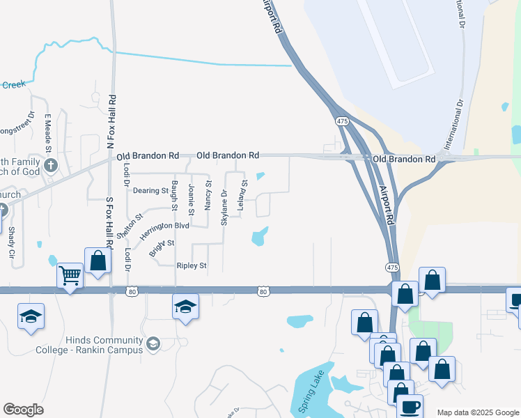 map of restaurants, bars, coffee shops, grocery stores, and more near 24 Pearlwood Drive in Pearl