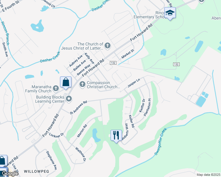 map of restaurants, bars, coffee shops, grocery stores, and more near 322 Pebble Drive in Rincon