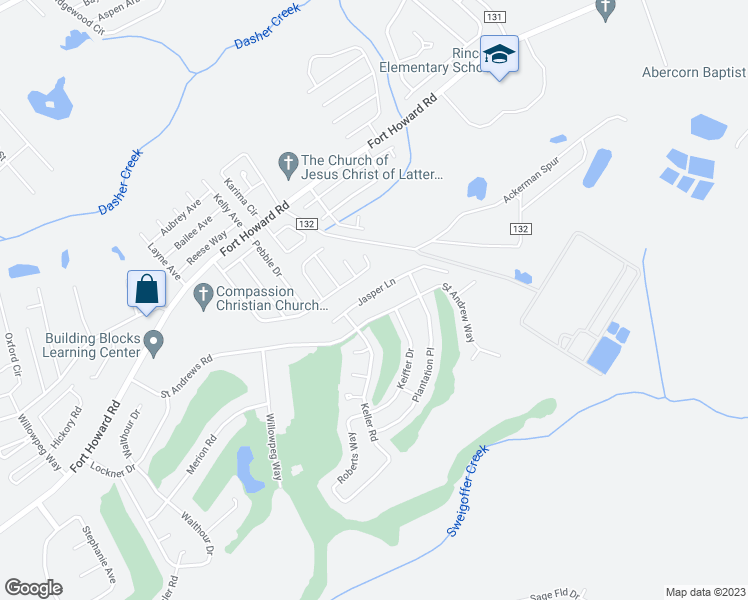 map of restaurants, bars, coffee shops, grocery stores, and more near 210 Jasper Lane in Rincon