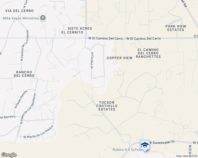 map of restaurants, bars, coffee shops, grocery stores, and more near 4521 North Paseo De Los Cerritos in Tucson