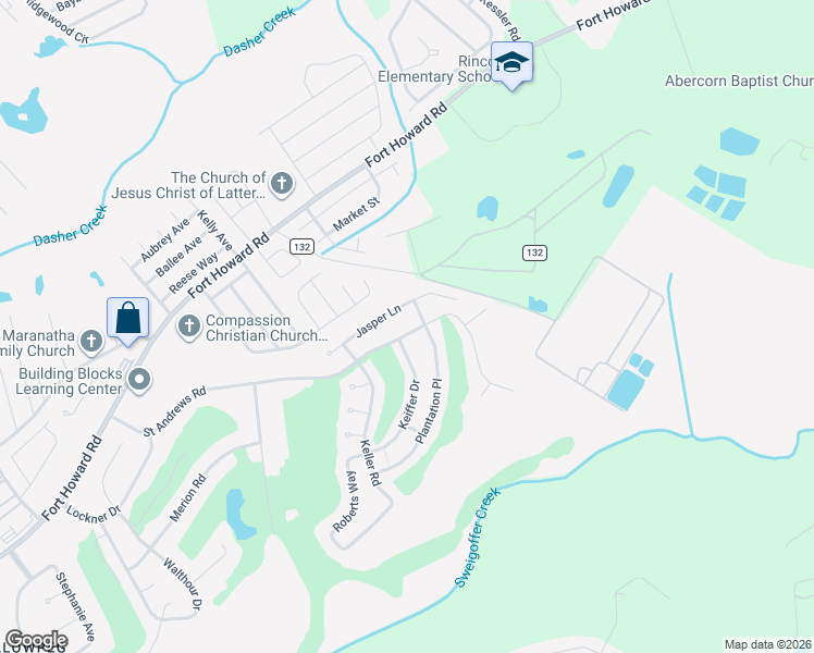 map of restaurants, bars, coffee shops, grocery stores, and more near 202 Millen Drive in Rincon
