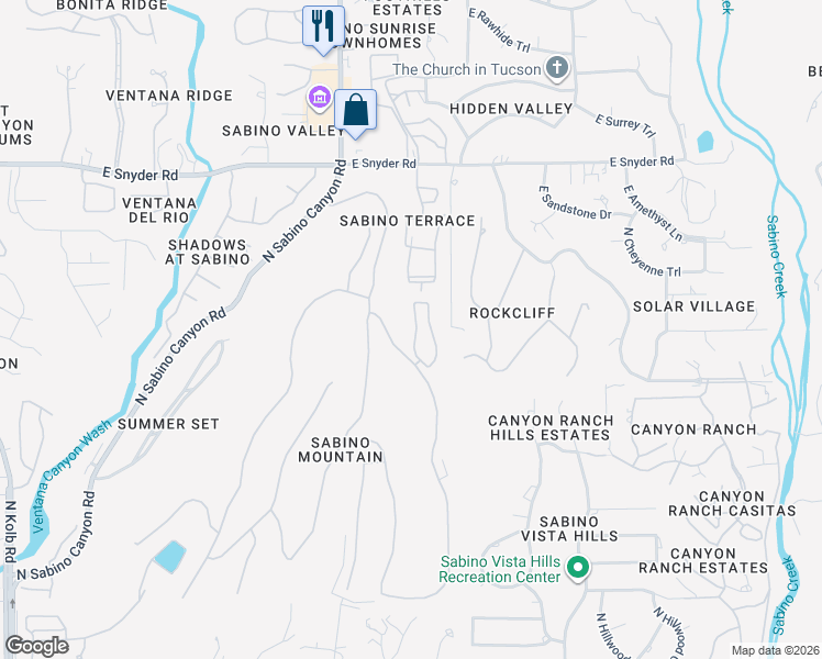 map of restaurants, bars, coffee shops, grocery stores, and more near 4503 N Little Rock Dr in Tucson