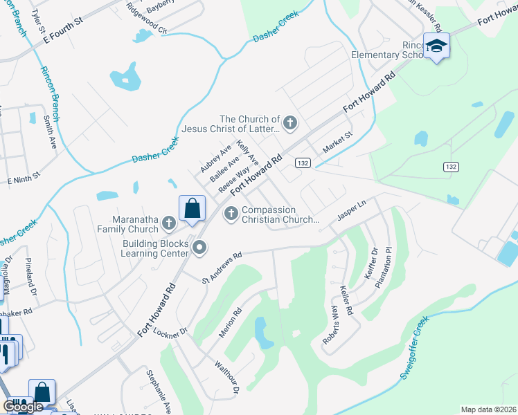 map of restaurants, bars, coffee shops, grocery stores, and more near 104 Stonewalk Drive in Rincon