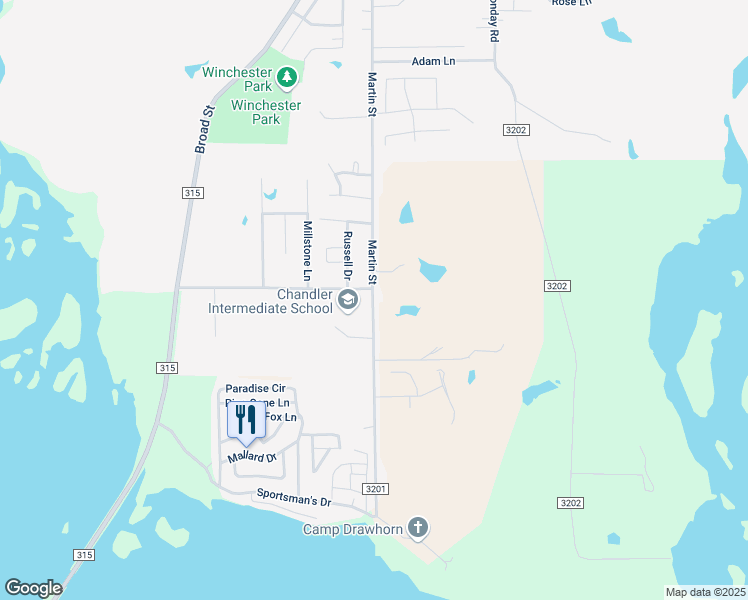 map of restaurants, bars, coffee shops, grocery stores, and more near 1141 County Road 3201 in Chandler