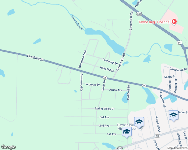 map of restaurants, bars, coffee shops, grocery stores, and more near 461 Fire Road 900 in Hawkinsville