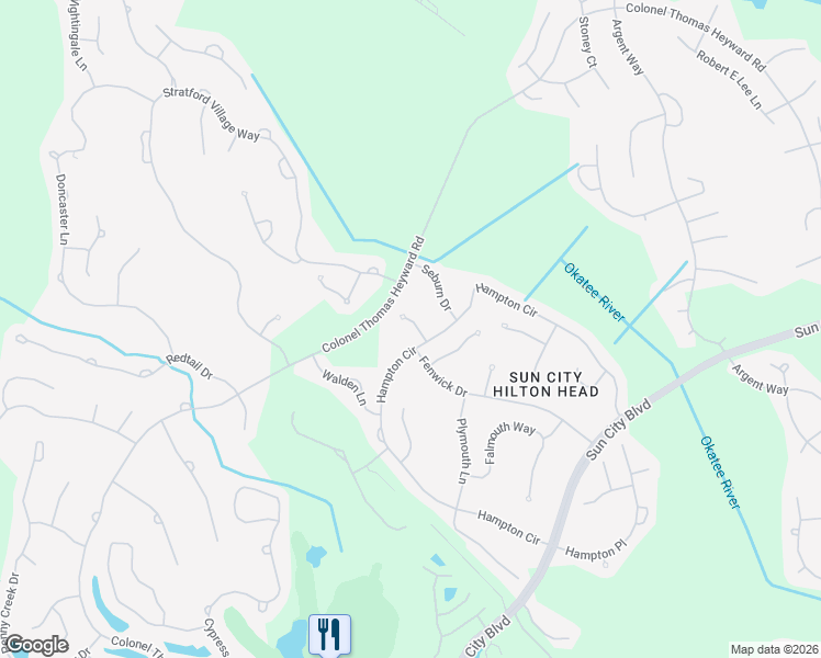 map of restaurants, bars, coffee shops, grocery stores, and more near 5 Brayton Court in Bluffton