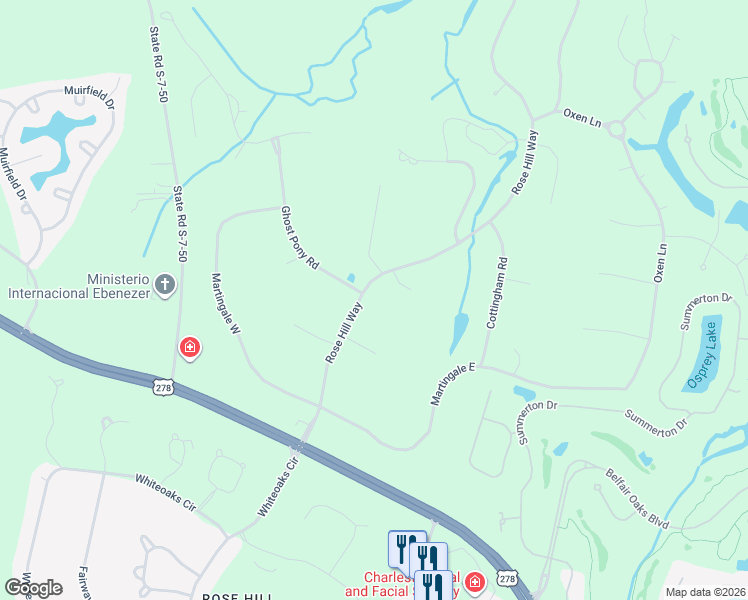 map of restaurants, bars, coffee shops, grocery stores, and more near 12 Rose Hill Way in Bluffton