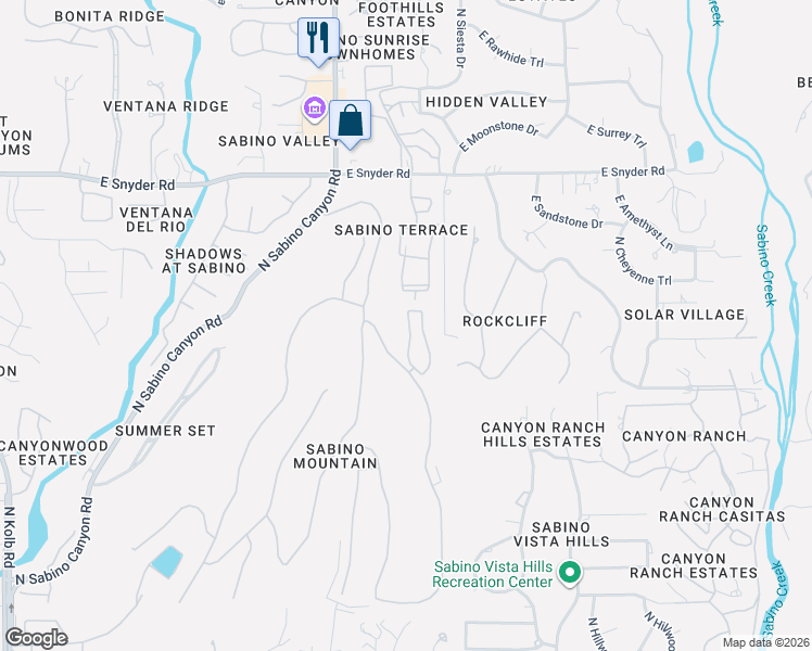 map of restaurants, bars, coffee shops, grocery stores, and more near 4503 North Little Rock Drive in Tucson