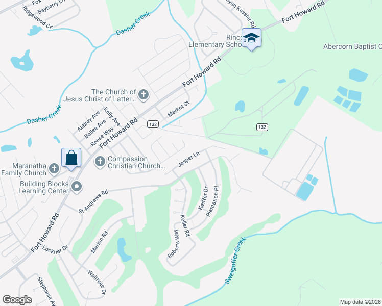 map of restaurants, bars, coffee shops, grocery stores, and more near 229 Jasper Lane in Rincon