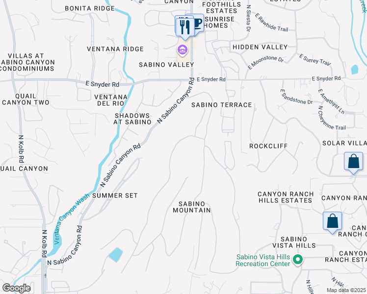 map of restaurants, bars, coffee shops, grocery stores, and more near 4516 North Black Rock Drive in Tucson