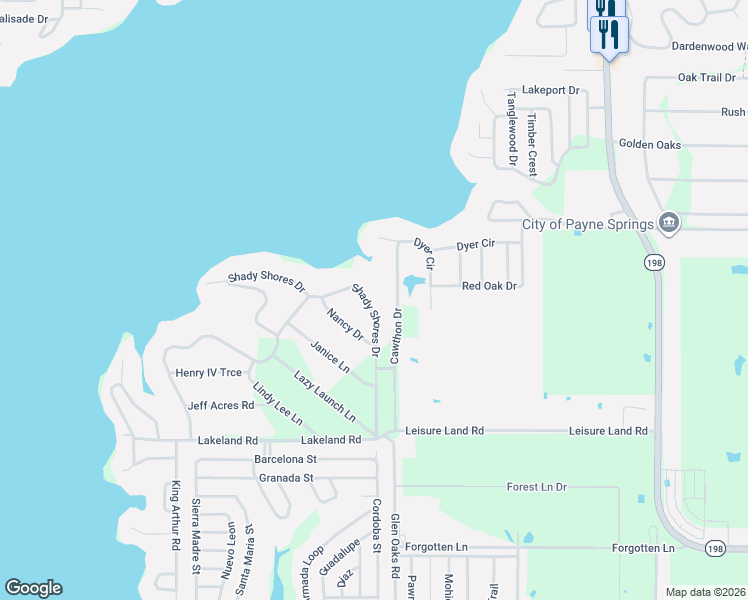 map of restaurants, bars, coffee shops, grocery stores, and more near 225 Cawthon Drive in Mabank