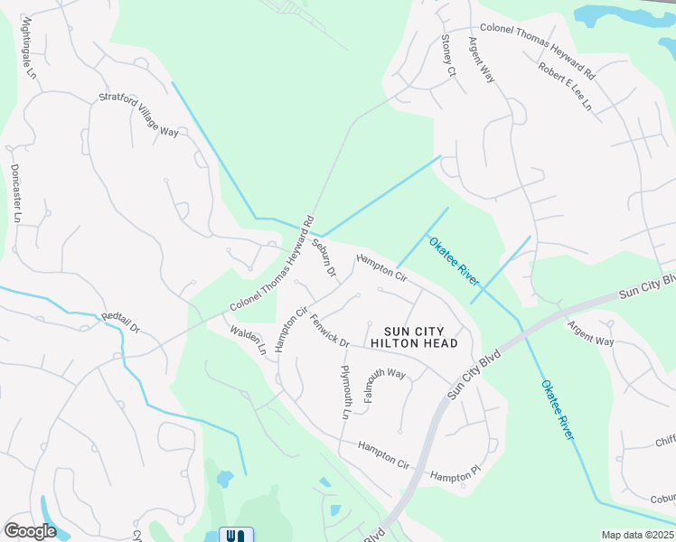 map of restaurants, bars, coffee shops, grocery stores, and more near 25 Seburn Drive in Bluffton