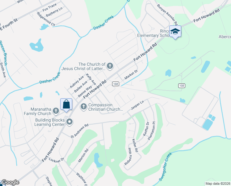 map of restaurants, bars, coffee shops, grocery stores, and more near 146 Barfield Way in Rincon