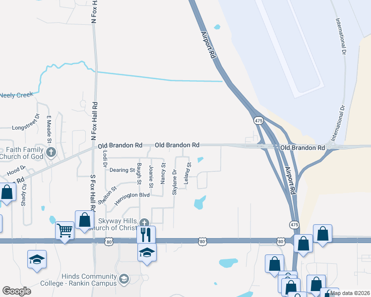 map of restaurants, bars, coffee shops, grocery stores, and more near 4263 Old Brandon Road in Pearl